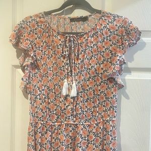 Crimson mid length spring/summer pink floral dress size medium